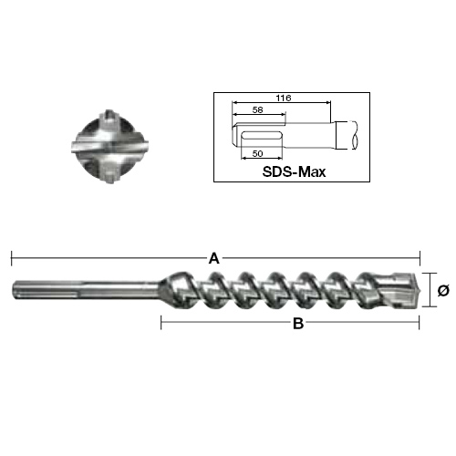SDS-Max 2-/4-Schneiden-Hammerbohrer