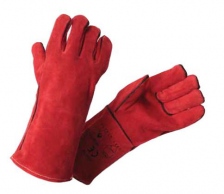 Schweisserhandschuh 5 Finger Rindspaltleder (rot)  Lnge: ca. 35cm